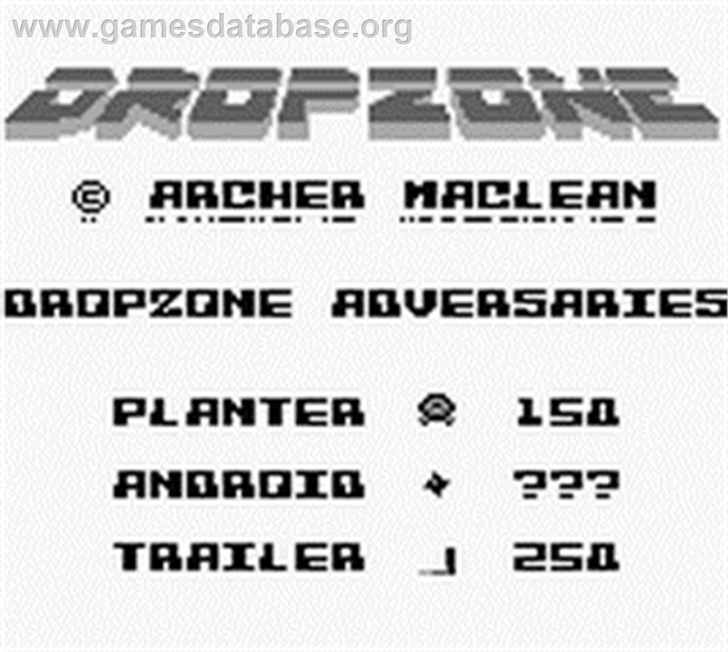 Dropzone - Nintendo Game Boy - Artwork - Title Screen