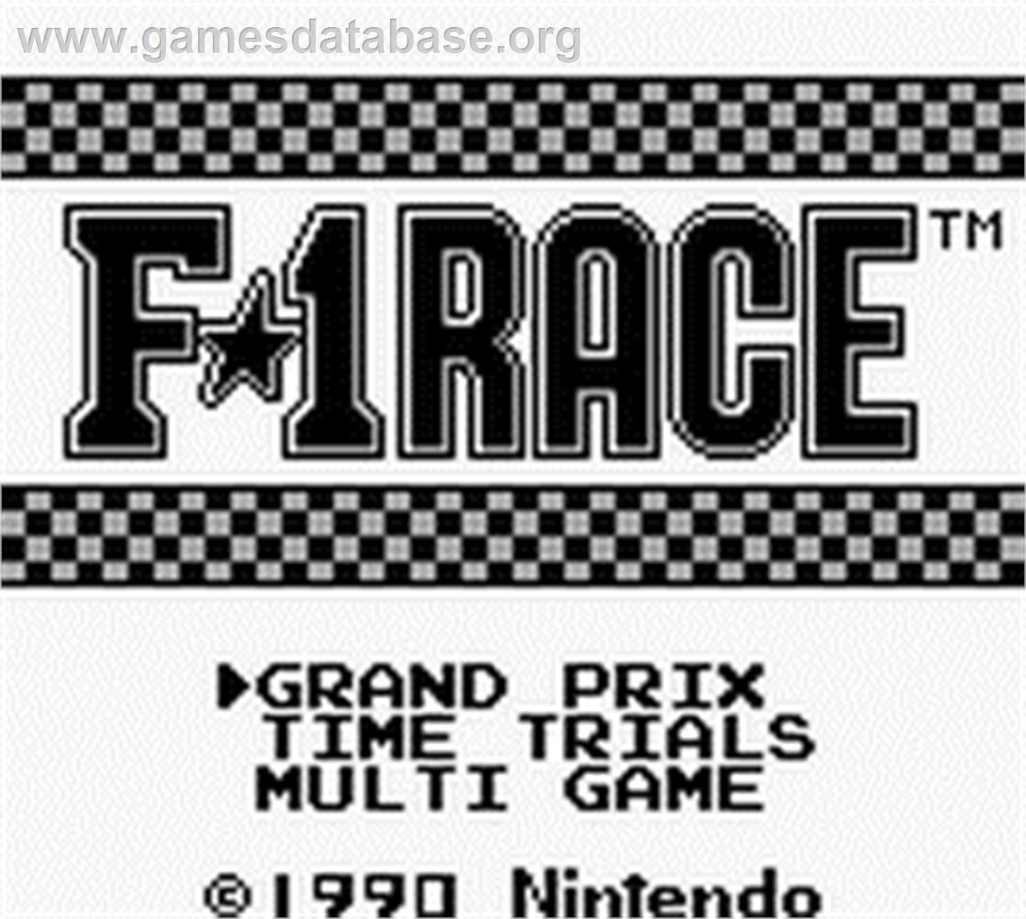 F-1 Race - Nintendo Game Boy - Artwork - Title Screen