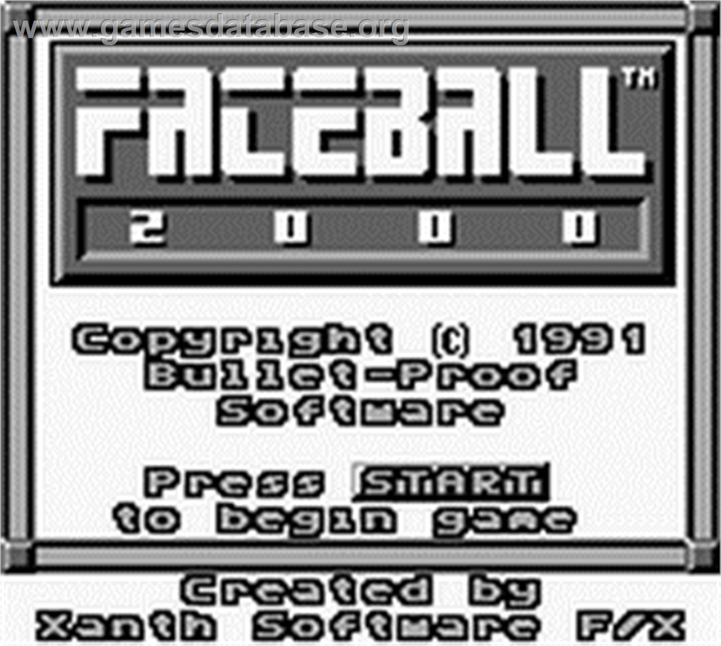 Faceball 2000 - Nintendo Game Boy - Artwork - Title Screen