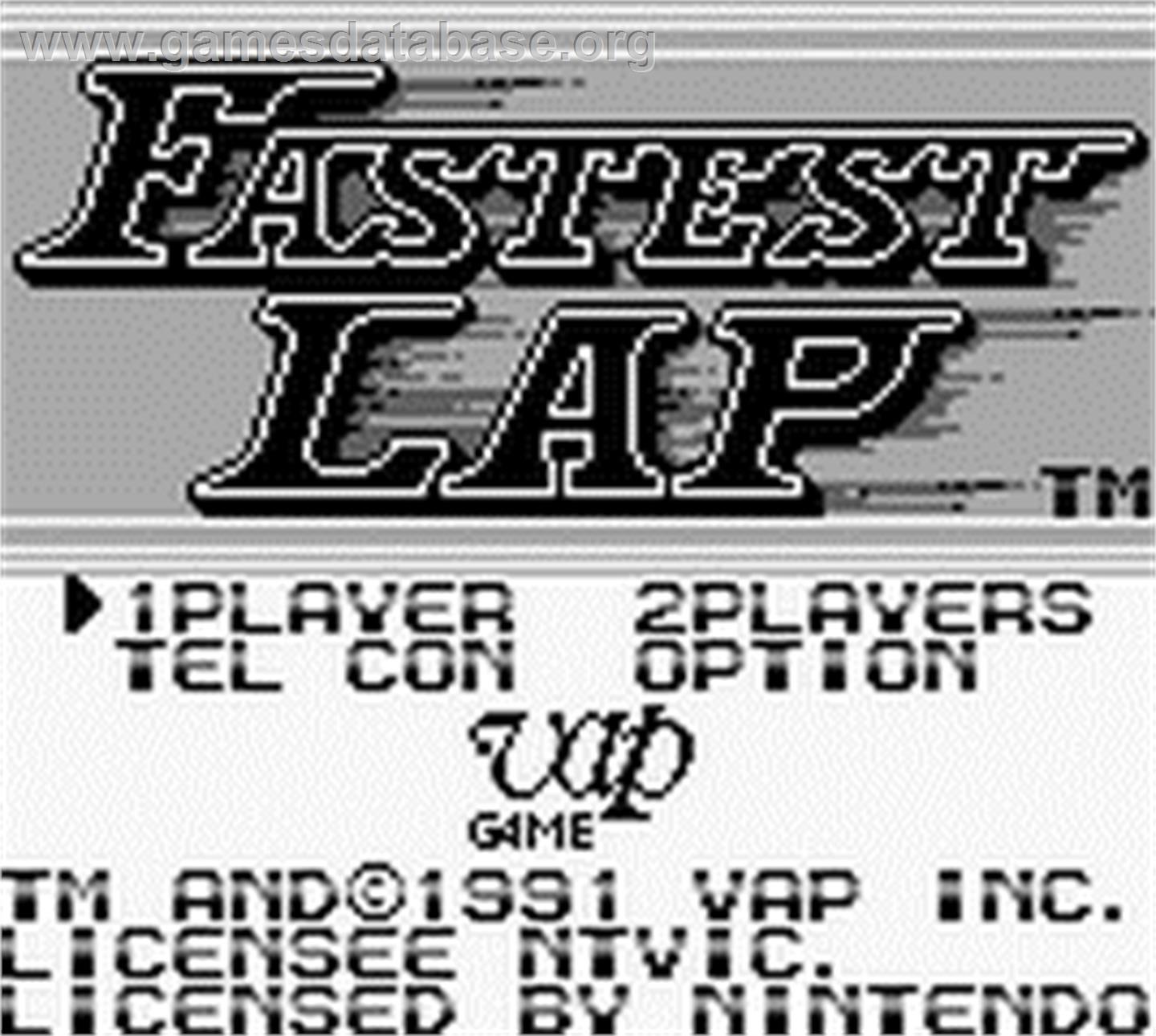 Fastest Lap - Nintendo Game Boy - Artwork - Title Screen