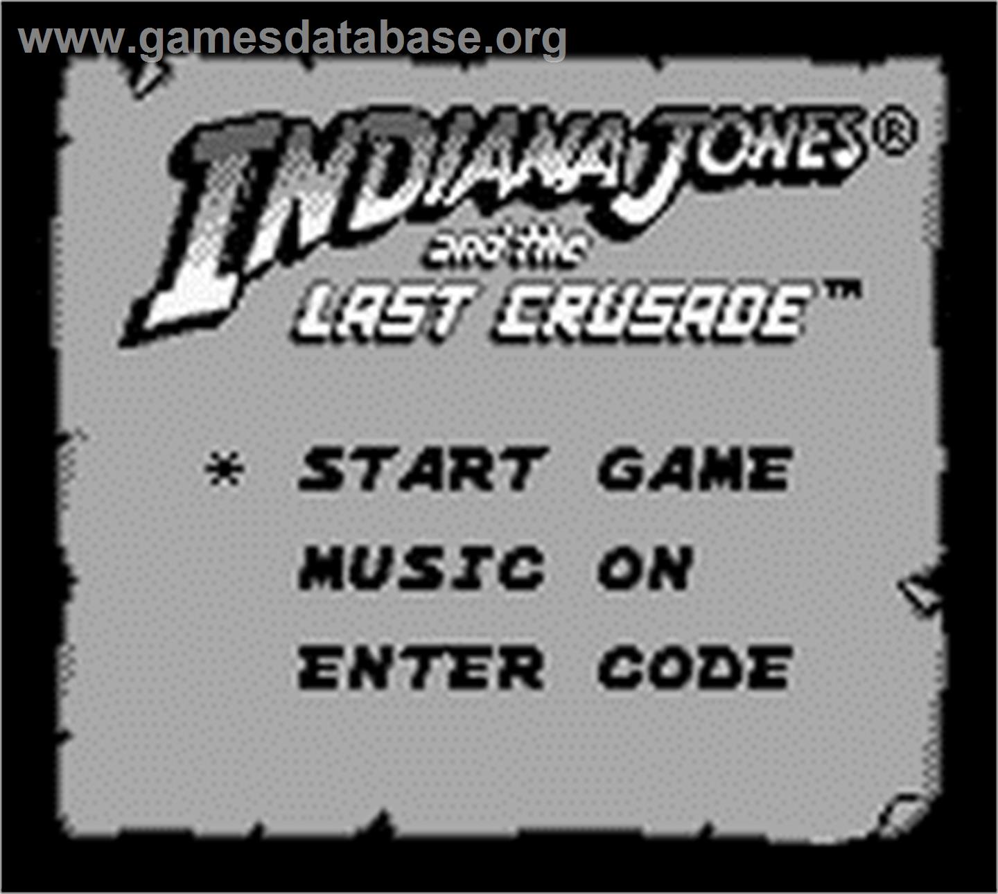 Indiana Jones and the Last Crusade: The Action Game - Nintendo Game Boy - Artwork - Title Screen