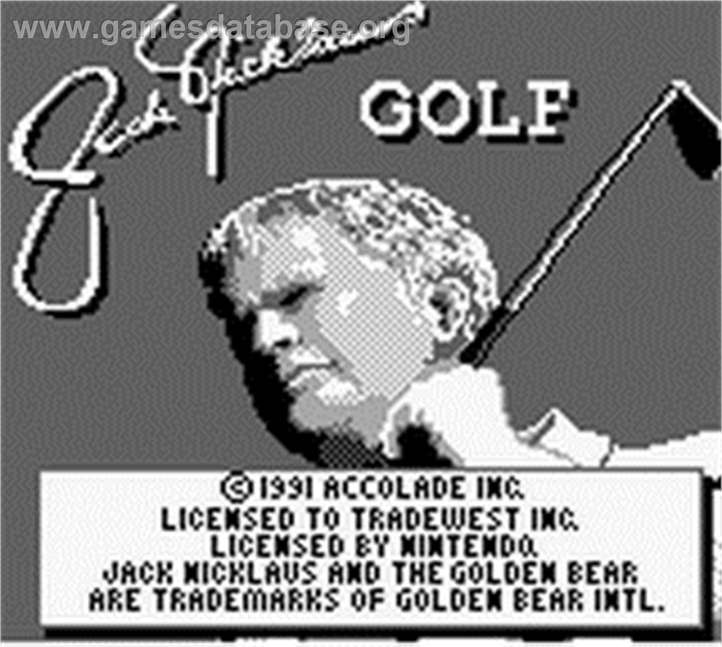 Jack Nicklaus Golf - Nintendo Game Boy - Artwork - Title Screen