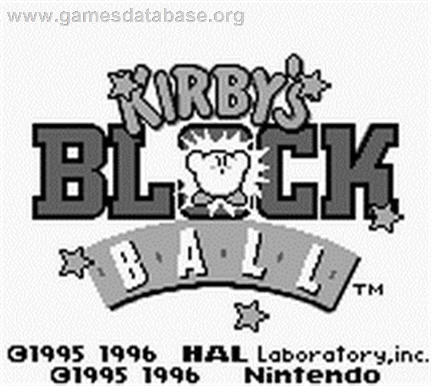 Kirby's Block Ball - Nintendo Game Boy - Artwork - Title Screen