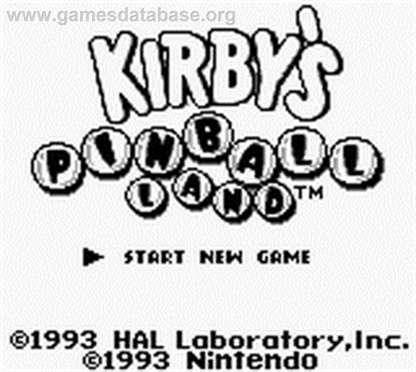 Kirby's Pinball Land - Nintendo Game Boy - Artwork - Title Screen