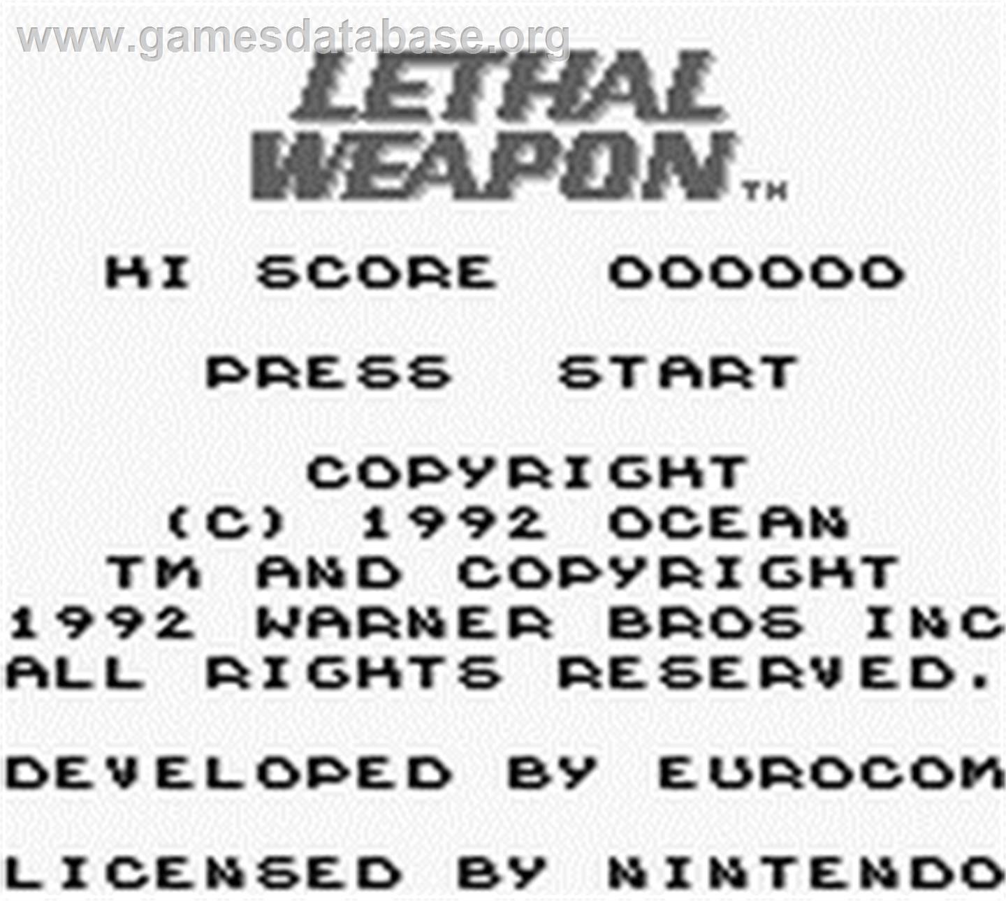 Lethal Weapon - Nintendo Game Boy - Artwork - Title Screen