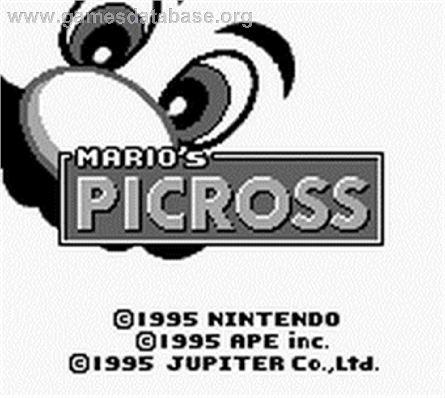 Mario's Picross - Nintendo Game Boy - Artwork - Title Screen