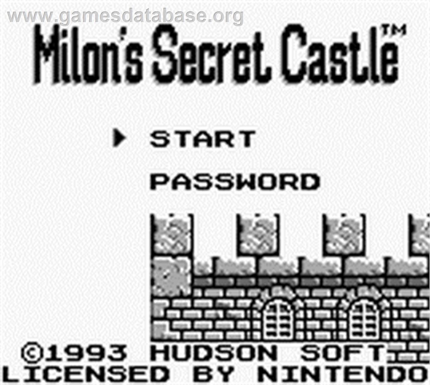 Milon's Secret Castle - Nintendo Game Boy - Artwork - Title Screen
