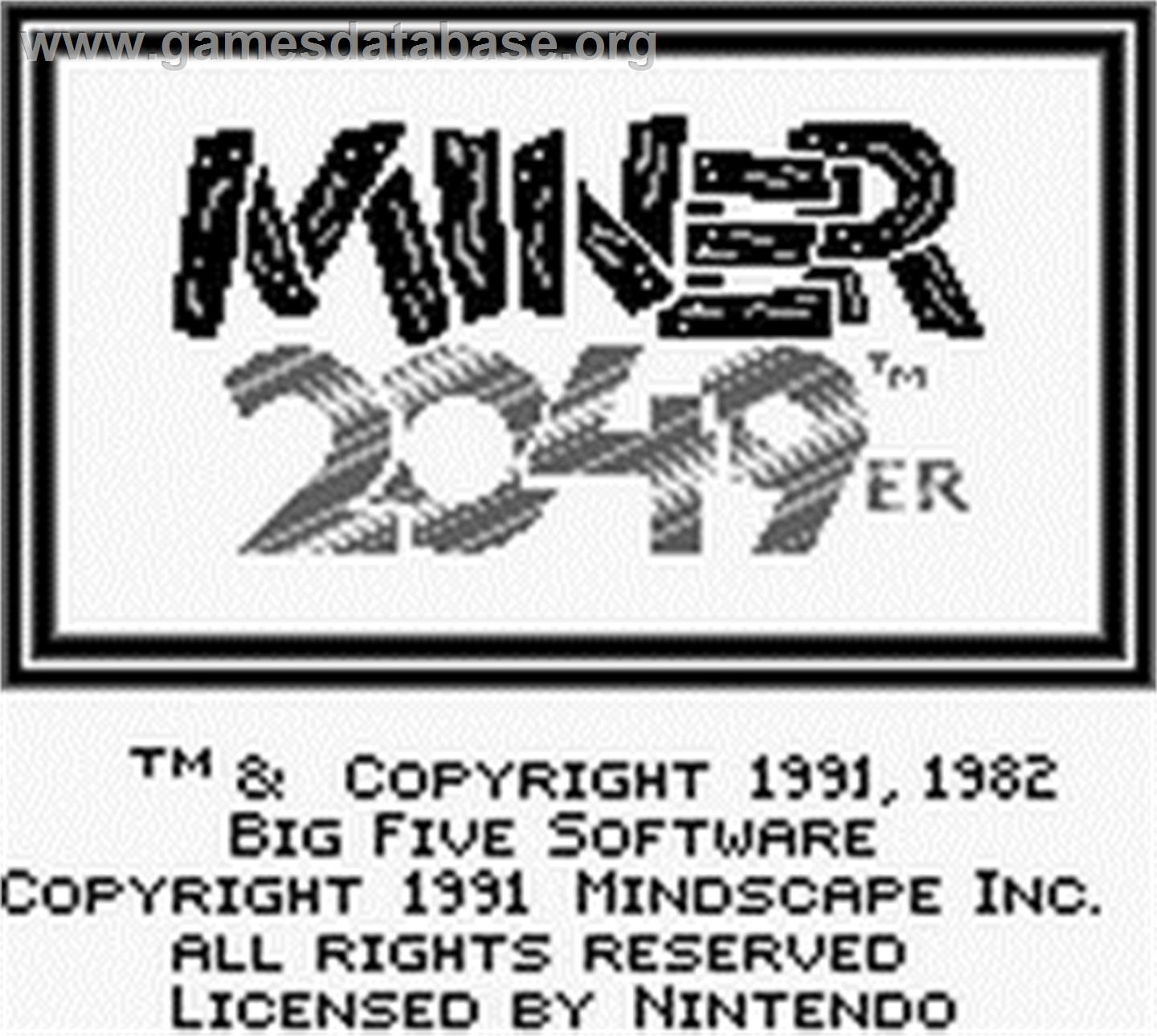 Miner 2049er - Nintendo Game Boy - Artwork - Title Screen