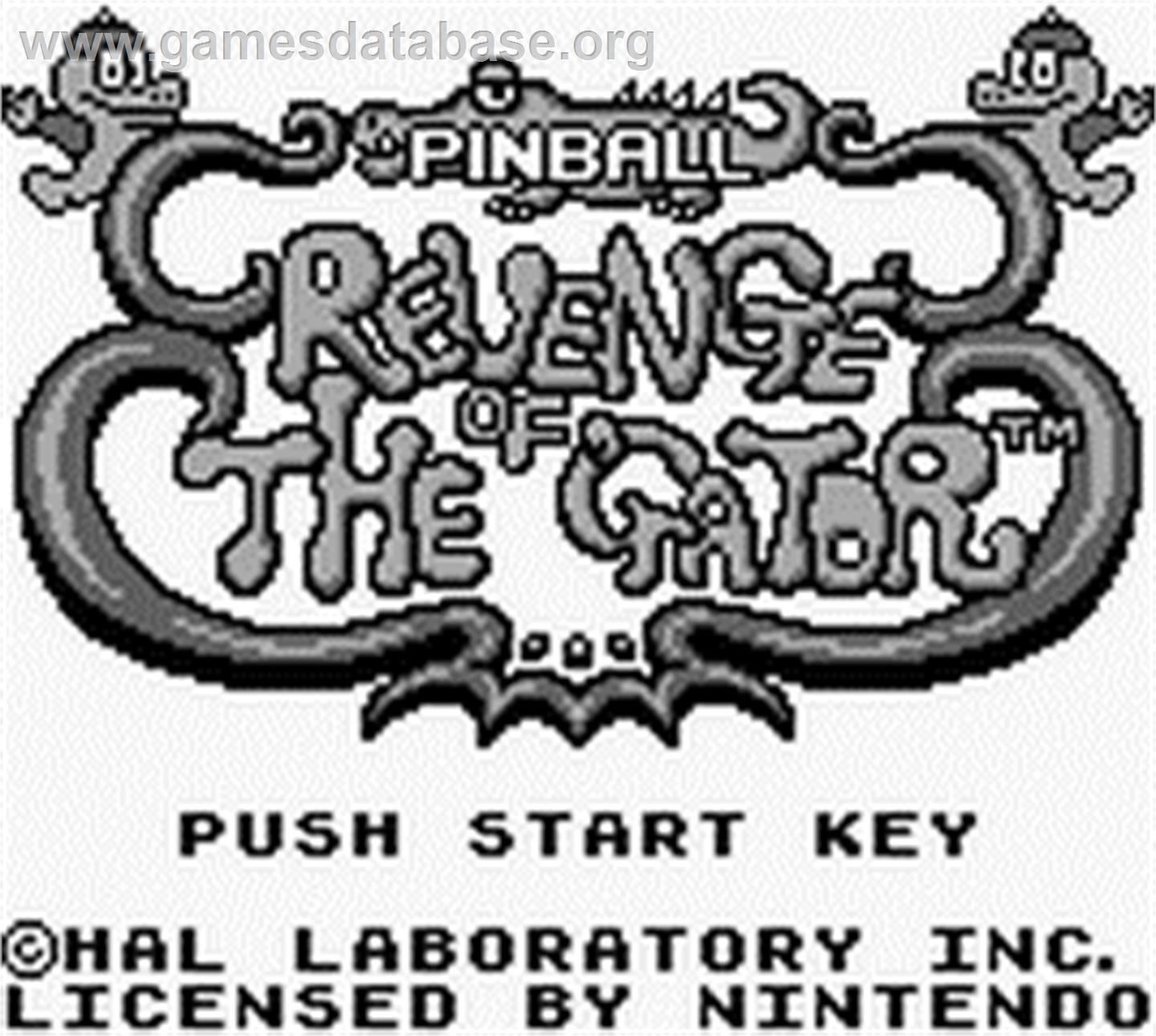 Pinball:  Revenge of the 'Gator - Nintendo Game Boy - Artwork - Title Screen