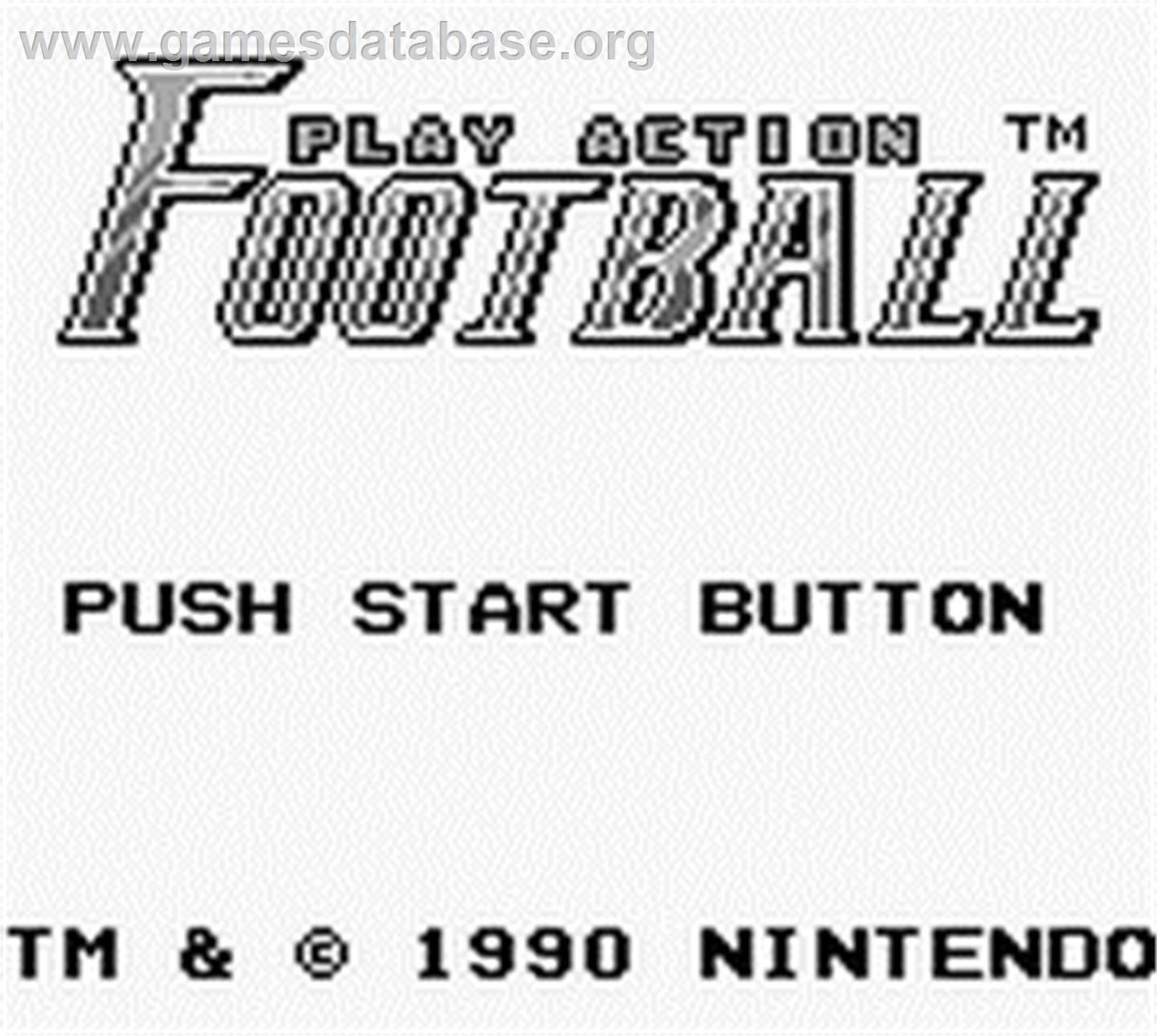 Play Action Football - Nintendo Game Boy - Artwork - Title Screen