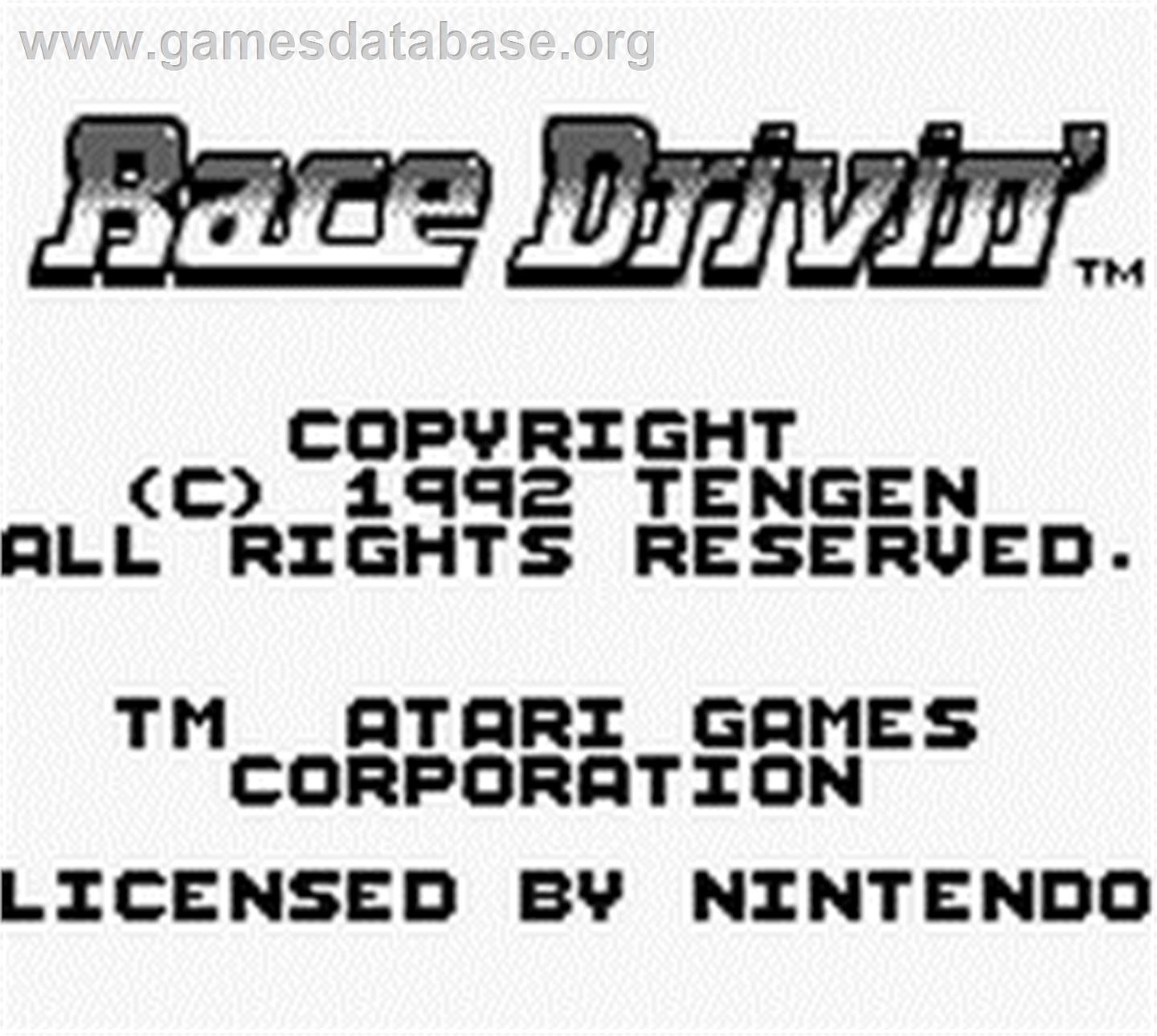 Race Drivin' - Nintendo Game Boy - Artwork - Title Screen