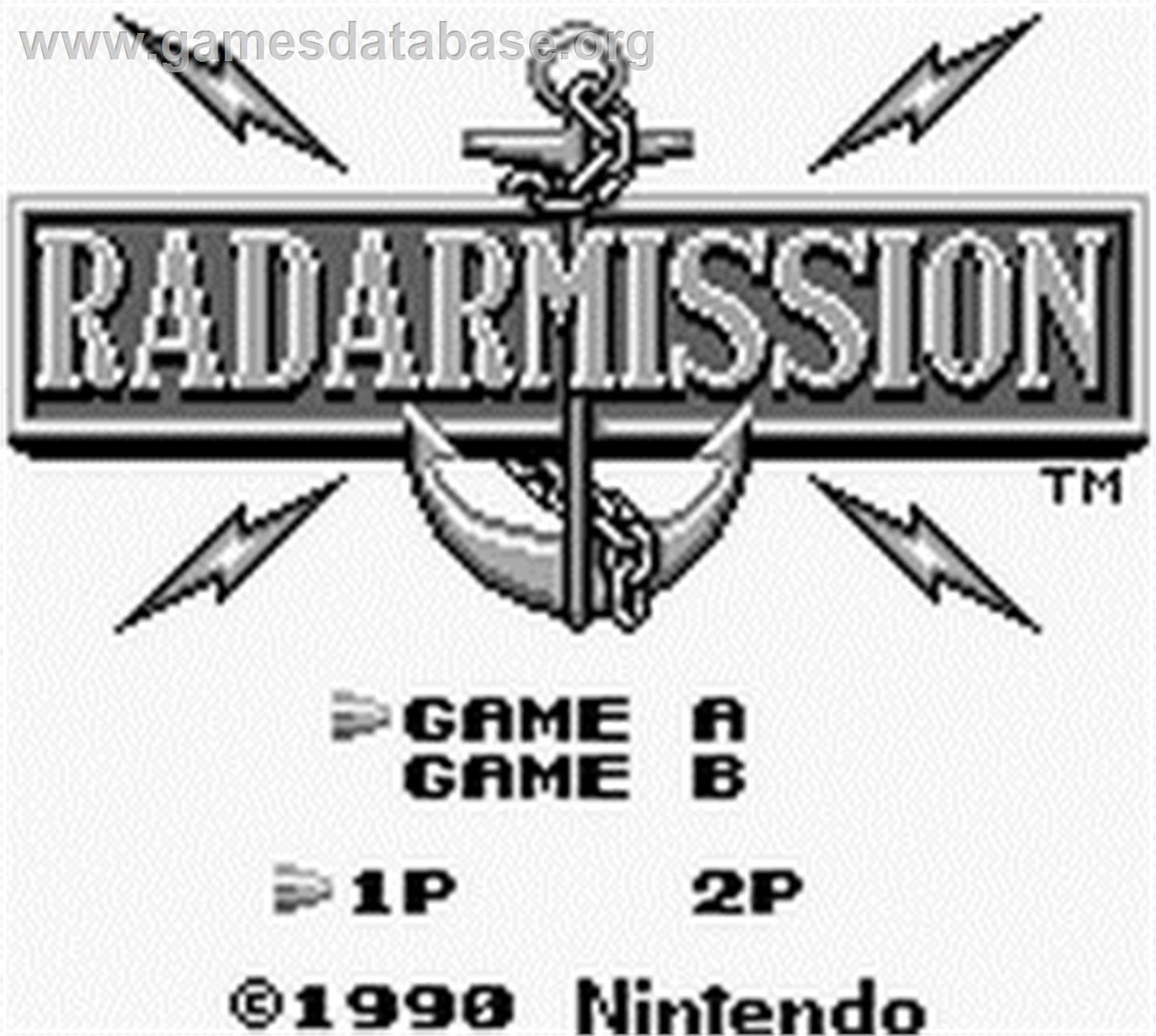Radar Mission - Nintendo Game Boy - Artwork - Title Screen