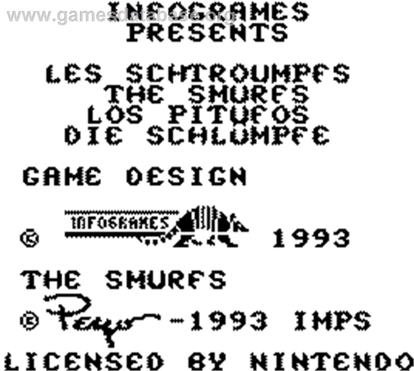 Smurfs - Nintendo Game Boy - Artwork - Title Screen