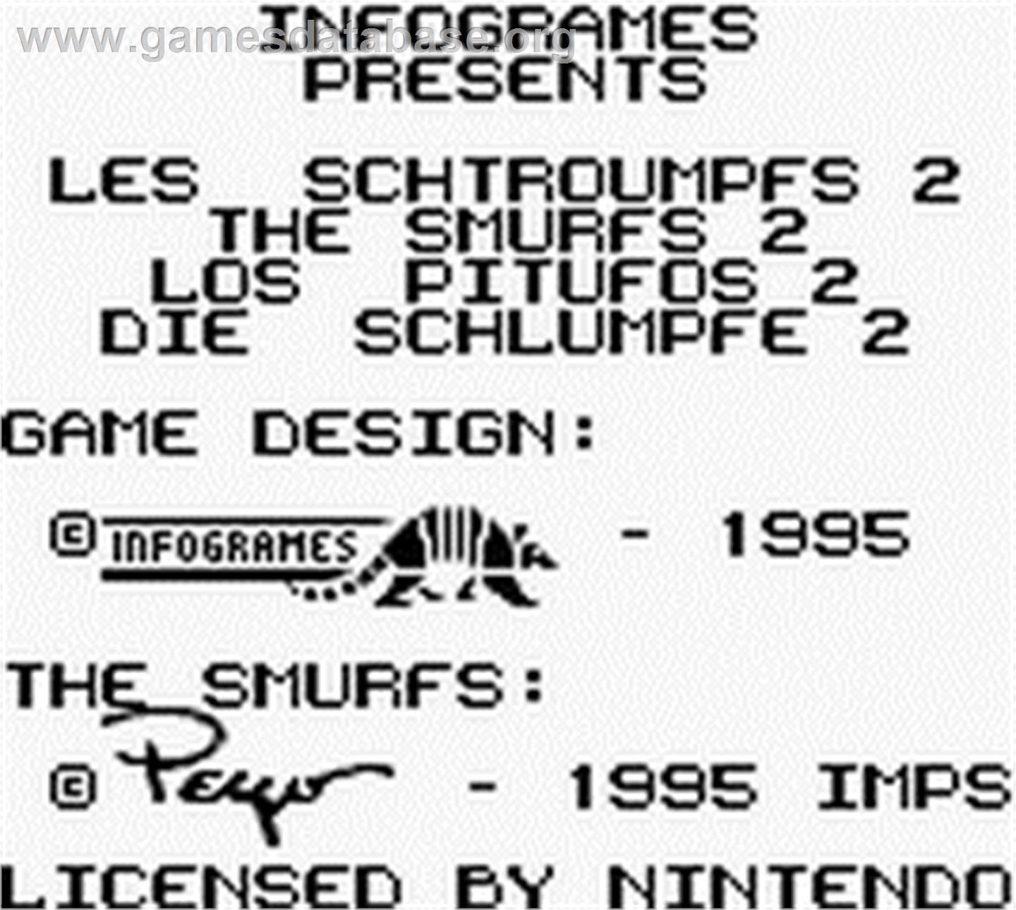 Smurfs Travel the World - Nintendo Game Boy - Artwork - Title Screen