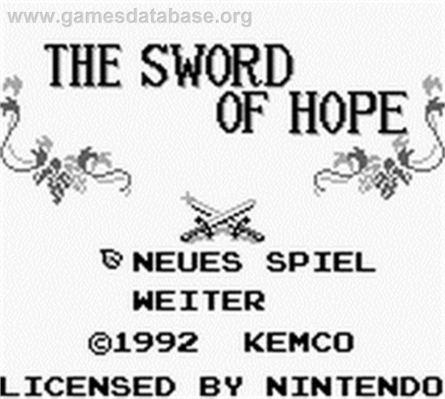 Sword of Hope - Nintendo Game Boy - Artwork - Title Screen