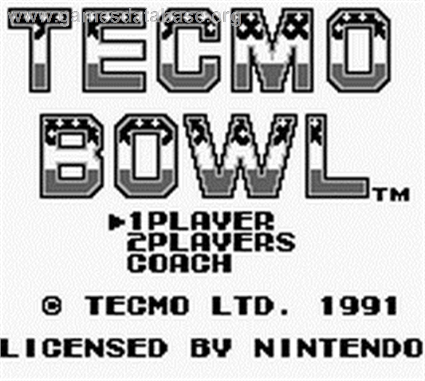Tecmo Bowl - Nintendo Game Boy - Artwork - Title Screen