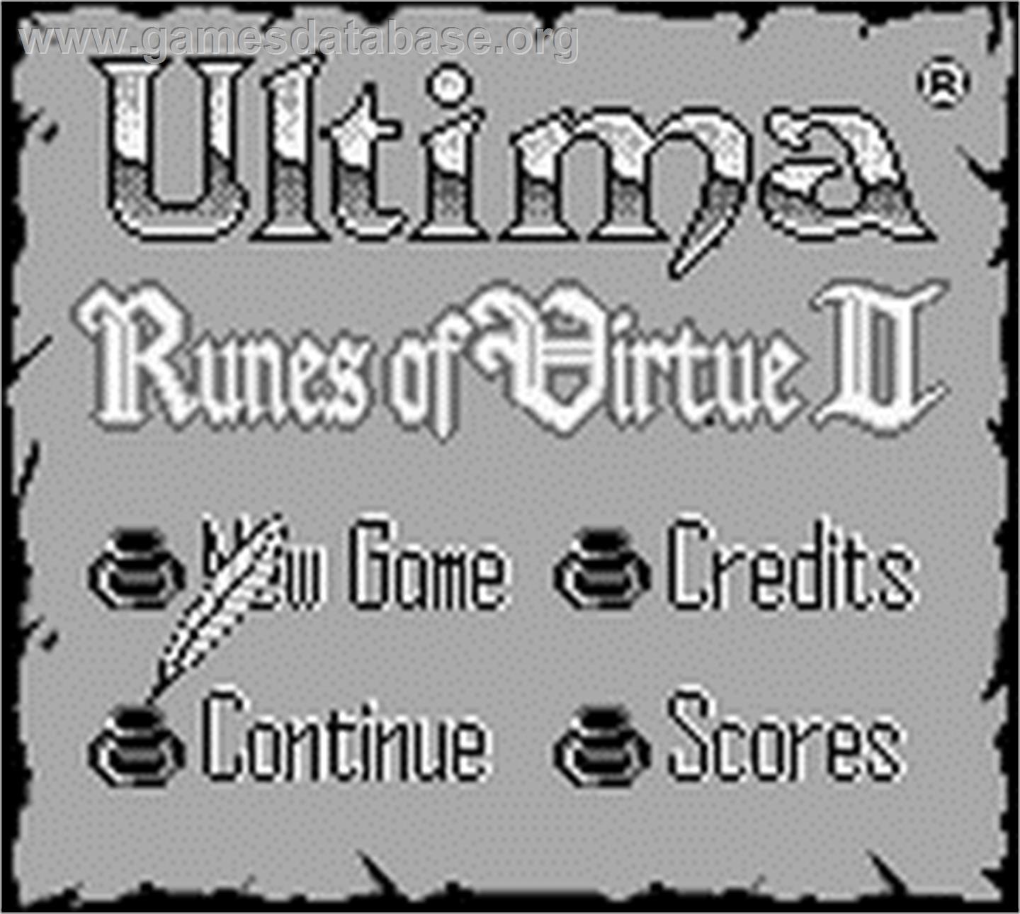 Ultima: Runes of Virtue 2 - Nintendo Game Boy - Artwork - Title Screen