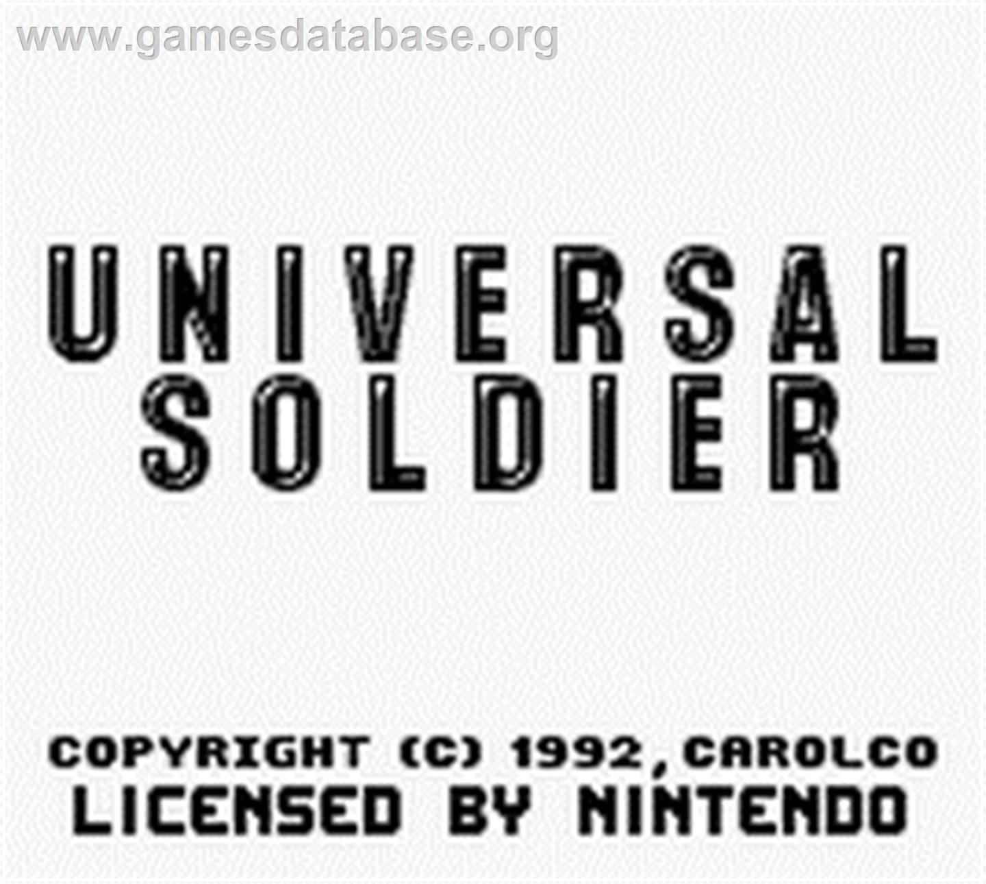 Universal Soldier - Nintendo Game Boy - Artwork - Title Screen