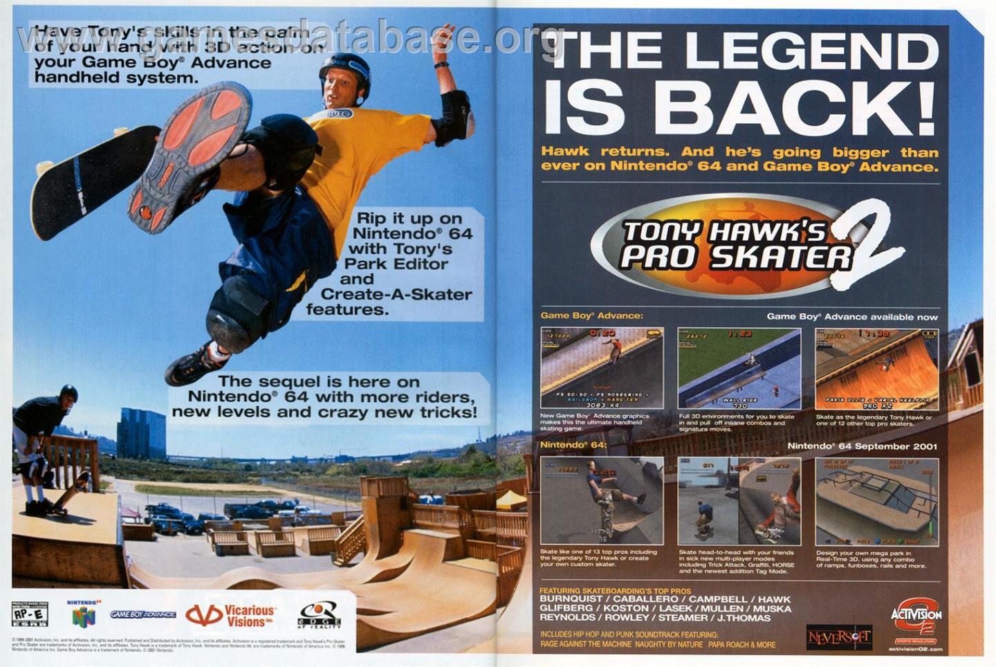 Tony Hawk's Pro Skater 2 - Nintendo Game Boy Color - Artwork - Advert