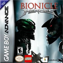 Box cover for Bionicle Heroes on the Nintendo Game Boy Advance.