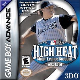 Box cover for High Heat Major League Baseball 2003 on the Nintendo Game Boy Advance.