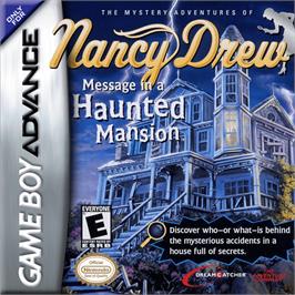 Box cover for Nancy Drew: Message in a Haunted Mansion on the Nintendo Game Boy Advance.