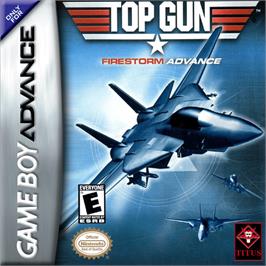 Box cover for Top Gun: Firestorm on the Nintendo Game Boy Advance.
