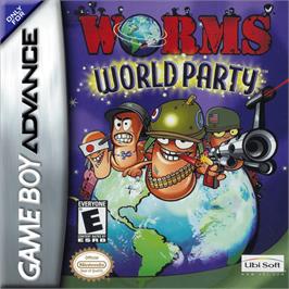 Box cover for Worms World Party on the Nintendo Game Boy Advance.