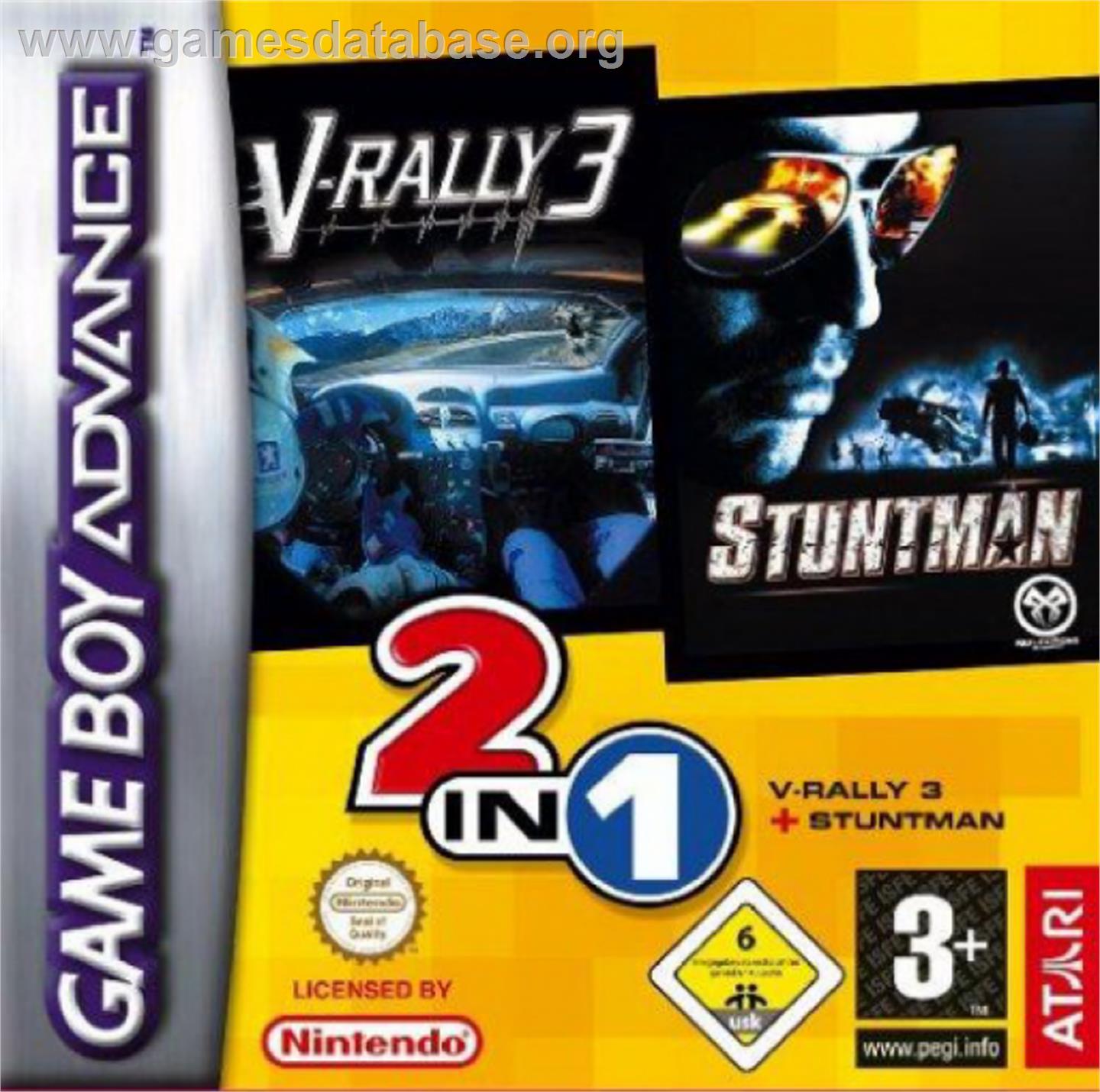 2 in 1: V-Rally 3 & Stuntman - Nintendo Game Boy Advance - Artwork - Box