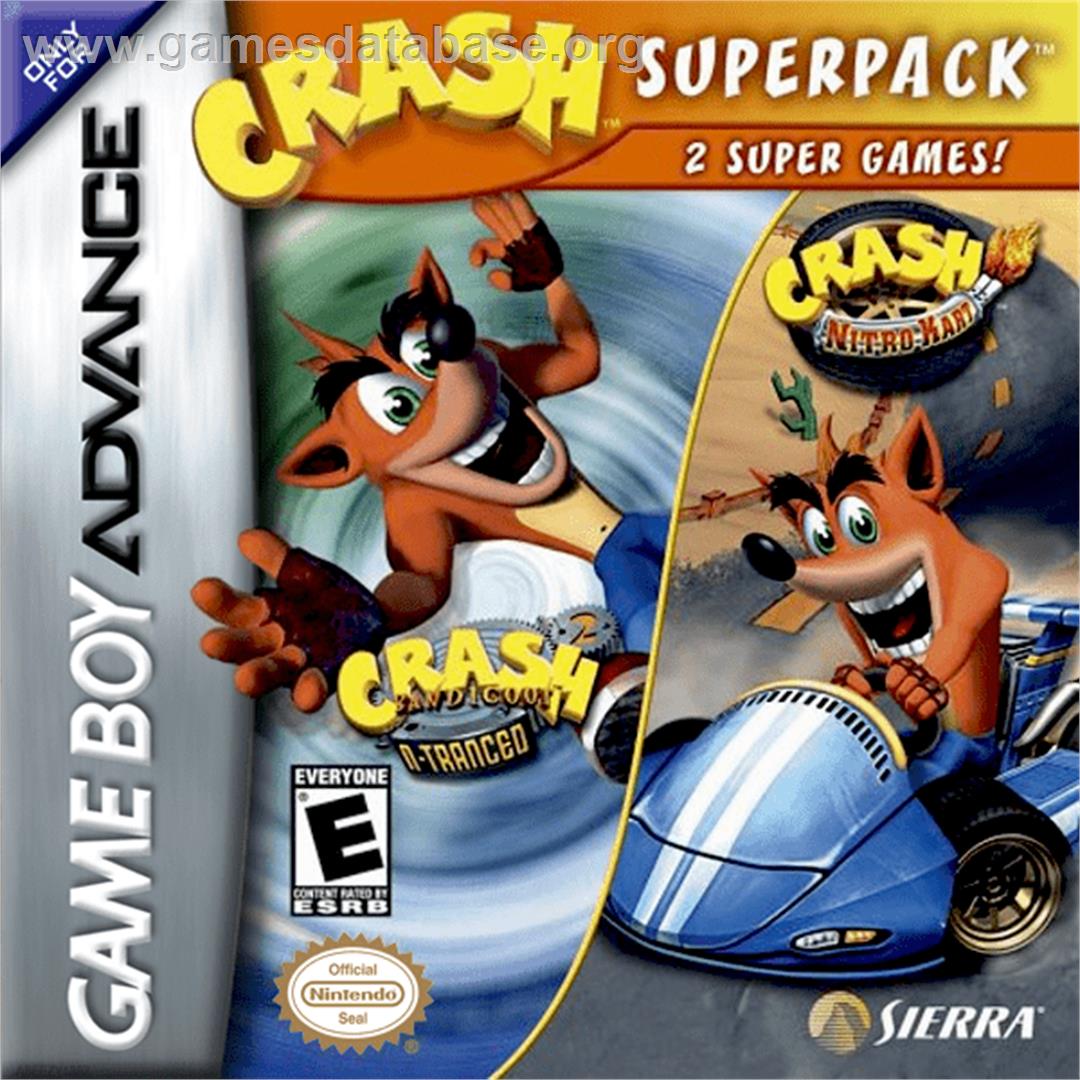 Crash Superpack: Crash Bandicoot 2: N-Tranced & Crash Nitro Kart - Nintendo Game Boy Advance - Artwork - Box