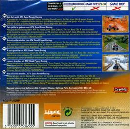 Box back cover for ATV: Quad Power Racing on the Nintendo Game Boy Advance.