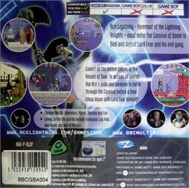 Box back cover for Ace Lightning on the Nintendo Game Boy Advance.