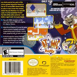 Box back cover for Atomic Betty on the Nintendo Game Boy Advance.