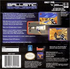 Box back cover for Ballistic: Ecks vs. Sever on the Nintendo Game Boy Advance.