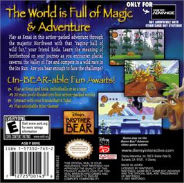 Box back cover for Brother Bear on the Nintendo Game Boy Advance.