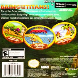 Box back cover for Crash of the Titans on the Nintendo Game Boy Advance.