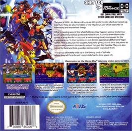 Box back cover for DemiKids: Light Version on the Nintendo Game Boy Advance.