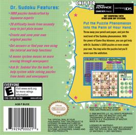 Box back cover for Dr. Sudoku on the Nintendo Game Boy Advance.