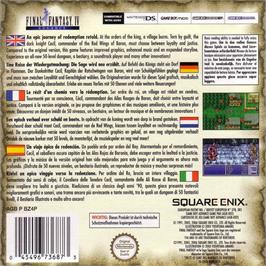 Box back cover for Final Fantasy 2 on the Nintendo Game Boy Advance.