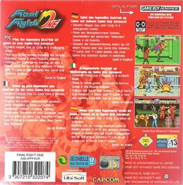 Box back cover for Final Fight on the Nintendo Game Boy Advance.
