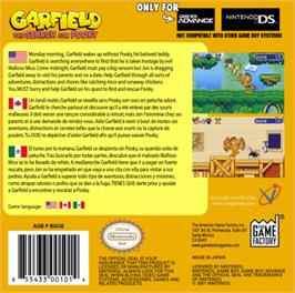 Box back cover for Garfield: The Search for Pooky on the Nintendo Game Boy Advance.