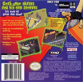 Box back cover for Jet Grind Radio on the Nintendo Game Boy Advance.