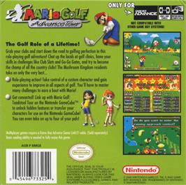 Box back cover for Mario Golf: Advance Tour on the Nintendo Game Boy Advance.