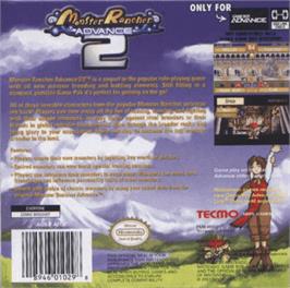 Box back cover for Monster Rancher Advance 2 on the Nintendo Game Boy Advance.