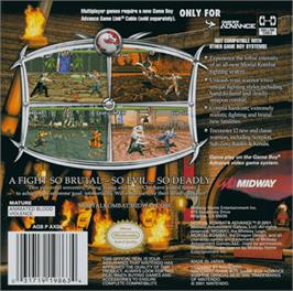 Box back cover for Mortal Kombat: Deadly Alliance on the Nintendo Game Boy Advance.