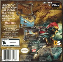 Box back cover for Pirates of the Caribbean: The Curse of the Black Pearl on the Nintendo Game Boy Advance.
