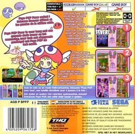 Box back cover for Puyo Pop Fever on the Nintendo Game Boy Advance.