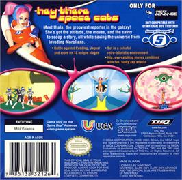 Box back cover for Space Channel 5: Ulala's Cosmic Attack on the Nintendo Game Boy Advance.