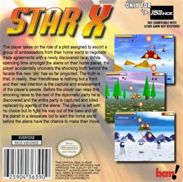 Box back cover for Star X on the Nintendo Game Boy Advance.