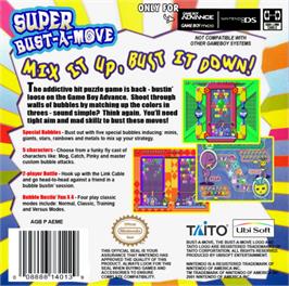 Box back cover for Super Bust-A-Move on the Nintendo Game Boy Advance.